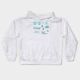 Super cute Teal Girl Power Sticker Pack Kids Hoodie